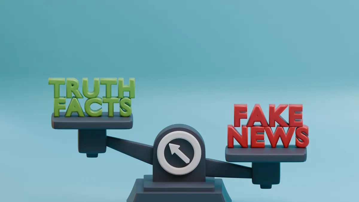 Truth vs fake news balance graphic